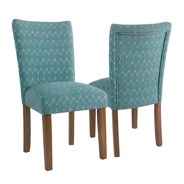Homepop Parsons Teal Modern Geo Upholstered Dining Chair (Set of 2)
