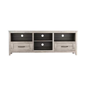 Grey Walnut Particle Board TV Stand Fits TVs Upto 35 to 60 in. with 2-Drawers