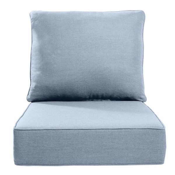Pocassy 24 in. x 24 in. x 6 in. CushionGuard Outdoor Thicken Lounge Chair Deep Seat Replacement Cushion Set in Baby Blue