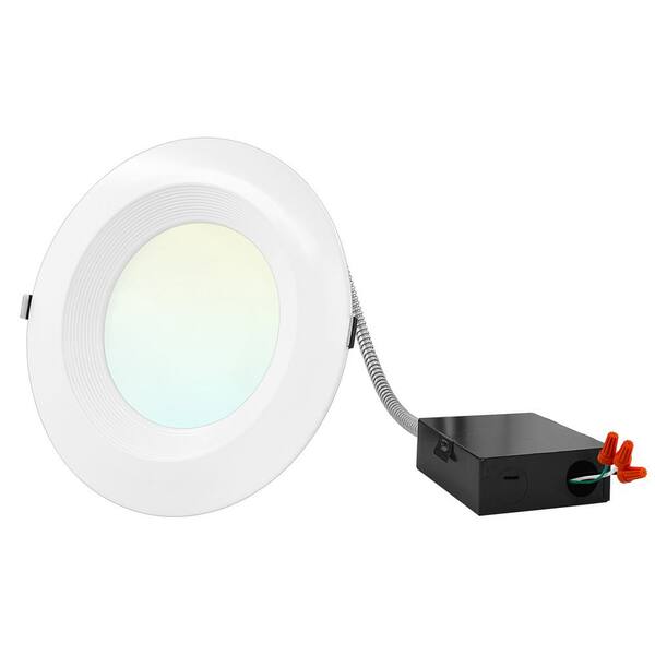 LUXRITE 8 in. Canless Light with J-Box Commercial CCT 16-Watt/21-Watt/27-Watt Dimmable Remodel Integrated LED Recessed Light Kit