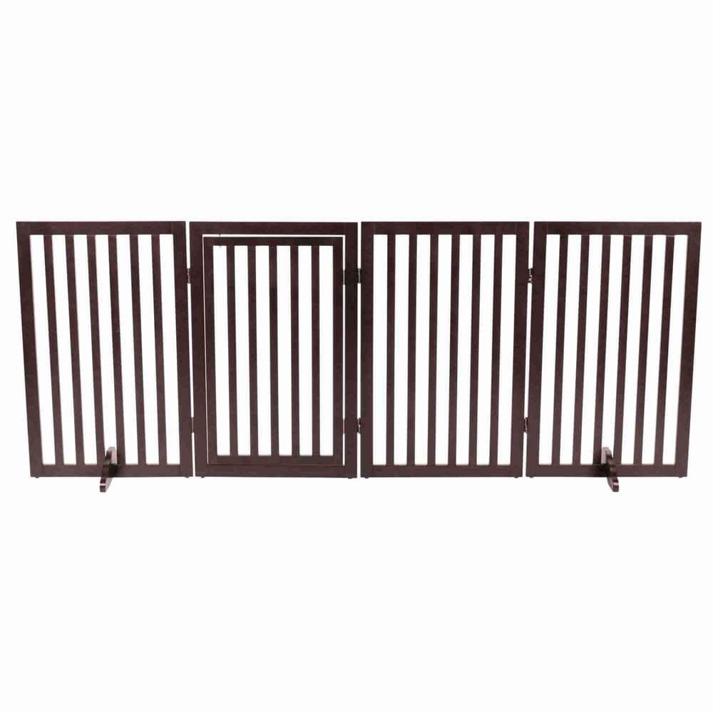 TRIXIE Brown Pet Gate Wooden 4-Panel Configurable Pet Gate 39365