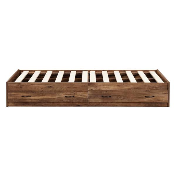 Fundamental Series Mountain Oak Twin Size Mates Bed with Two Drawers