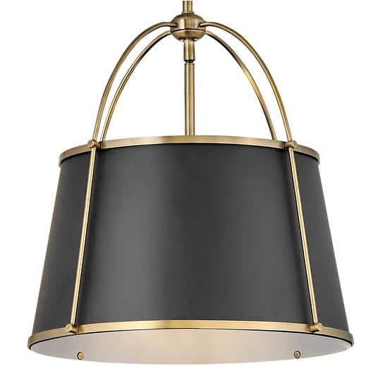 Elegant Warm Brass LED Drum Pendant with Adjustable Height