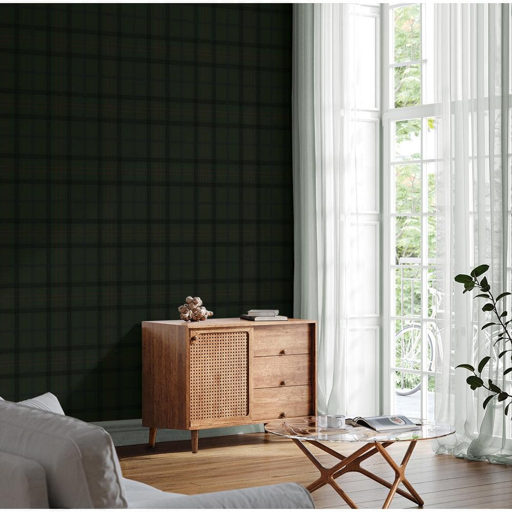 Greenery Plaid Self-Adhesive Vinyl Wallpaper Roll