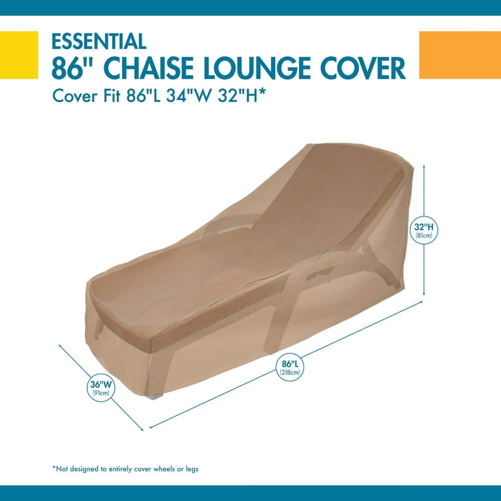 Essential 86" Tan Water-Resistant Outdoor Chaise Lounge Cover