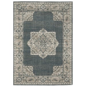 Apex Blue/Beige 5 ft. x 8 ft. Distressed Persian Medallion Polyester Indoor Area Rug