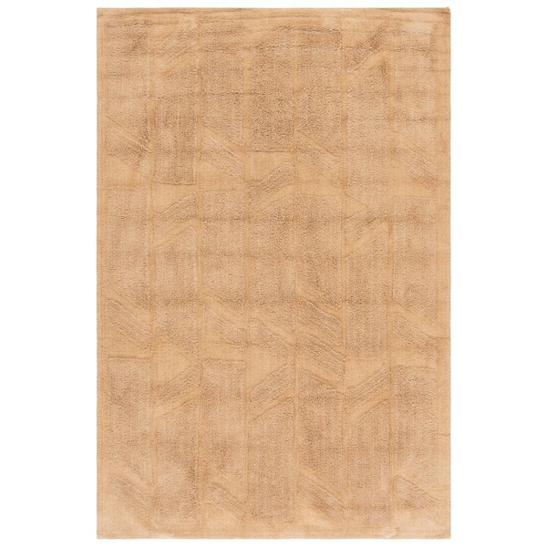 SAFAVIEH Easy Care Light Brown 4 ft. x 6 ft. Machine Washable High-Low Geometric Solid Area Rug