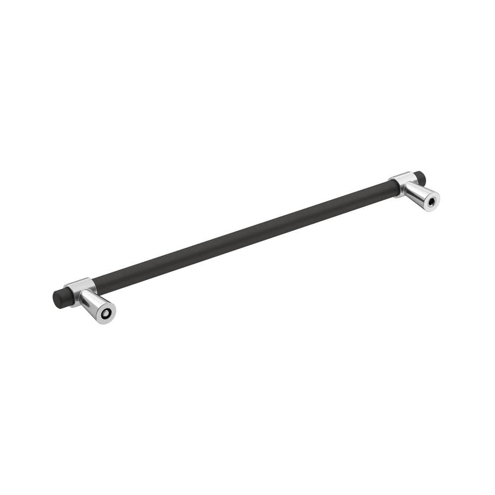 Modern Matte Black and Chrome Cabinet Bar Pull with Mounting Hardware