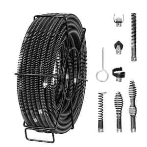 Drain Cleaning Cable 100 ft. x 5/8 in. Sewer Drain Auger Cable Hollow Core with 7 Cutters for 0.8 in. to 3.9 in. Pipe