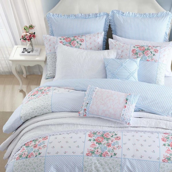 Laura Ashley Hope Patchwork 7-Piece Blue Pink and Green 100