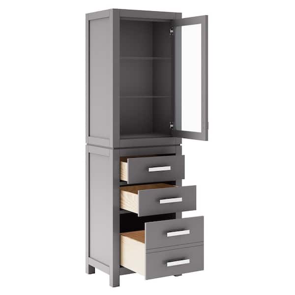 Madison 21 in. x 17 in. D x 72 in. H Free Standing Linen Cabinet in Gray