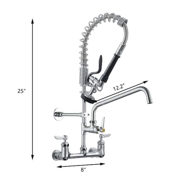 Wall Mounted Kitchen Faucet Folding- Hot And Cold Water Swivel Brass Sink Faucet Black - View #10