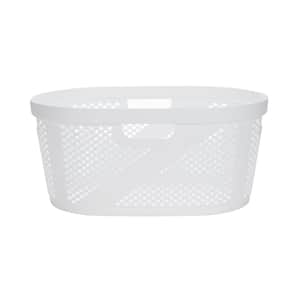 White Plastic Laundry Basket with Cutout Handles 40 Liter