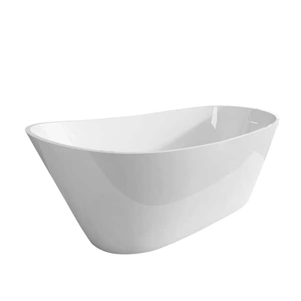 Aoibox 67.00 in. x 29.50 in. Soaking Bathtub with Right Drain in White