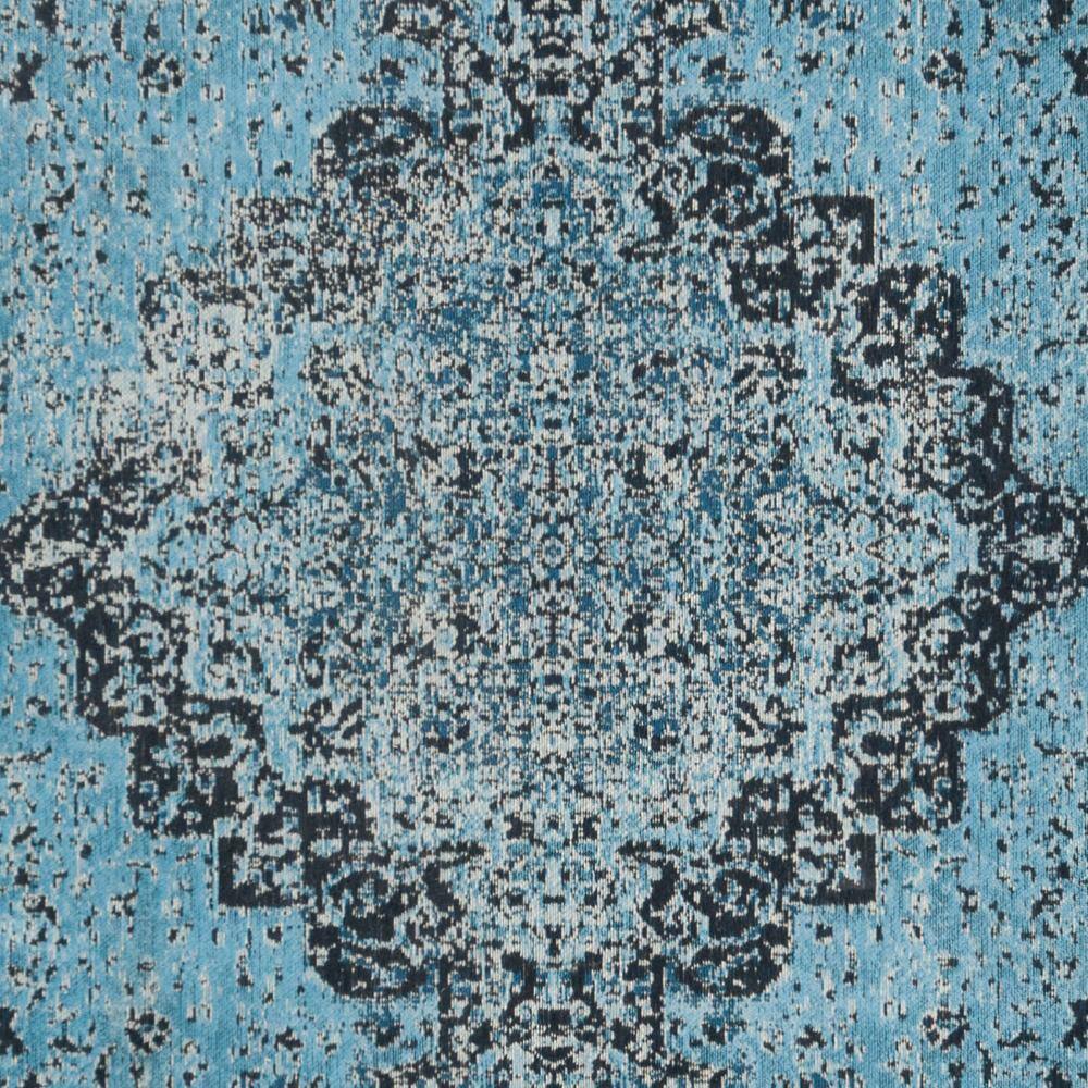 Gray and Teal Geometric Synthetic Runner Rug, 2'3" x 16'