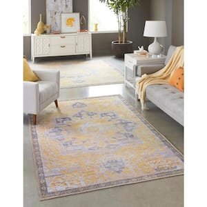 Renaissance Roma Tuscan Yellow 10 ft. 6 in. x 13 ft. Machine Washable Area Rug