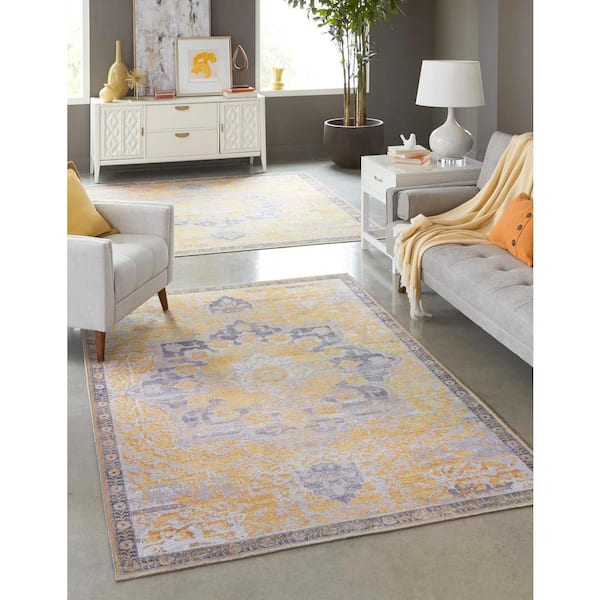 Renaissance Roma Tuscan Yellow 10 ft. 6 in. x 13 ft. Machine Washable Area Rug