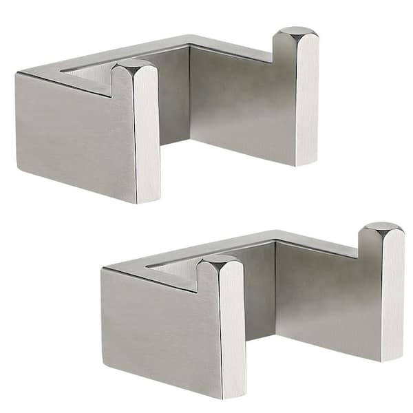 2-pack J-Hook Double Robe/Towel Hook in Stainless Steel Brushed Nickel