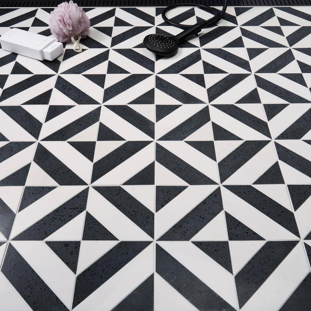 Pepper Black and White Polished Marble Mosaic Tile