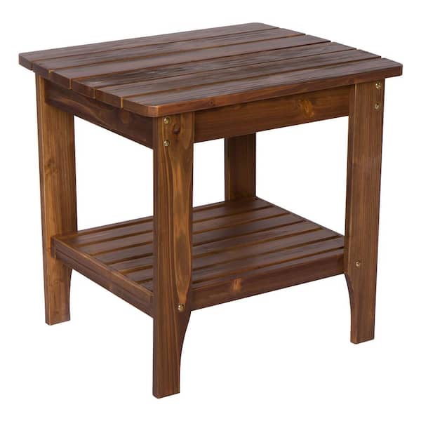 Shine Company 24 in. Long Oak Rectangular Wood Outdoor Side Table