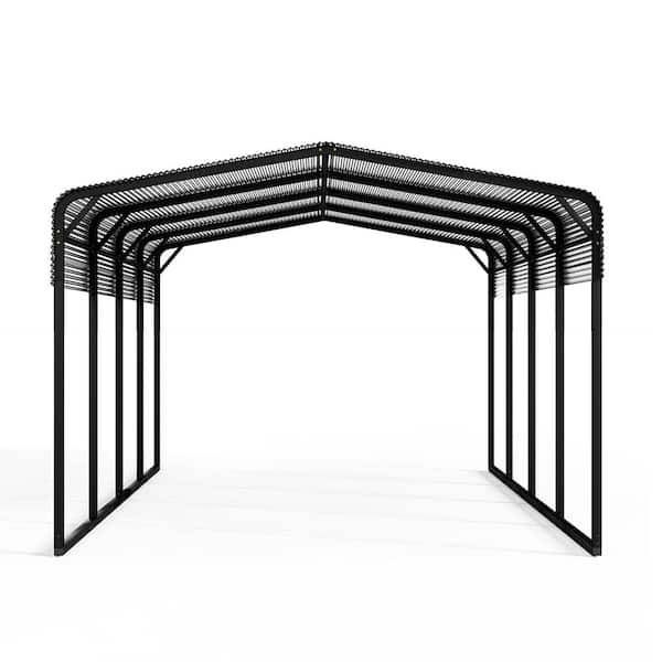 BTMWAY 11.7 ft. W x 19.5 ft. D x 8.9 ft. H Black Heavy-Duty Galvanized Steel Multi-Use Outdoor Carport Garage Canopy Shelter