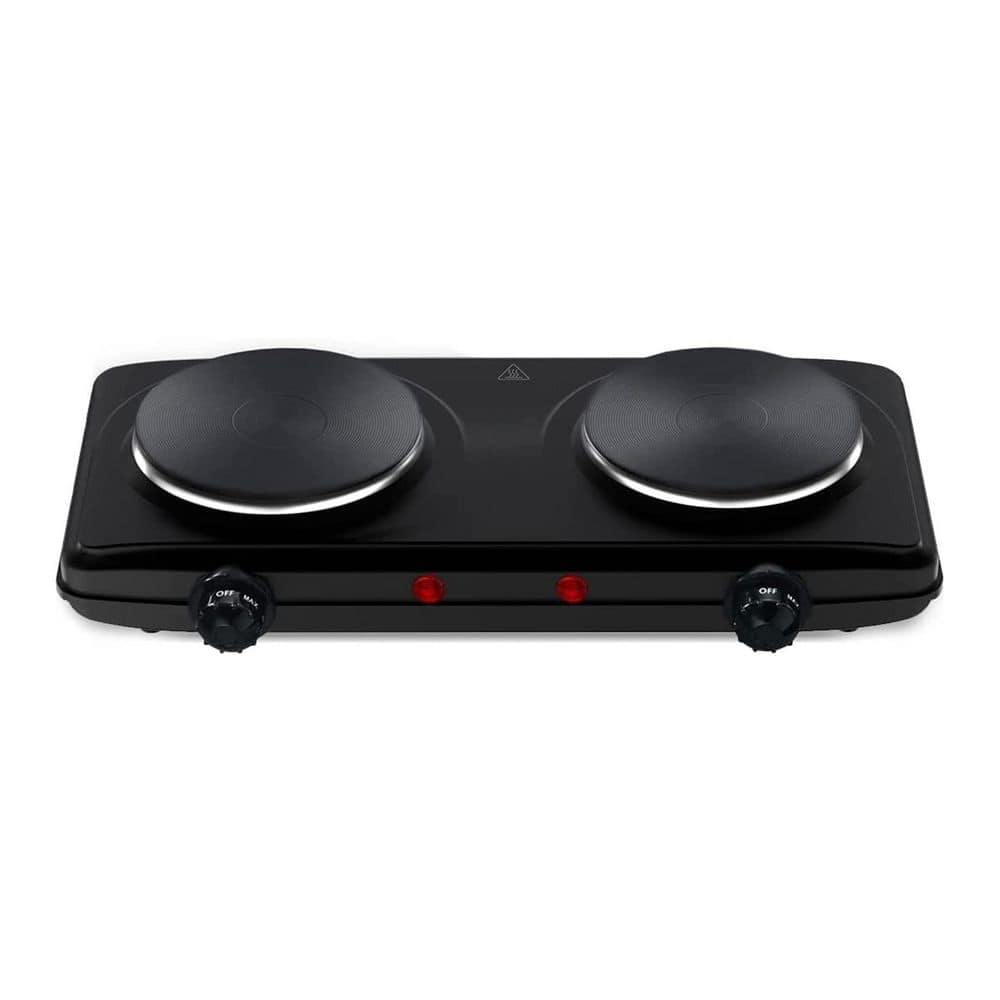 Double Cast Iron Electric Hot Plate 2 Burner 1800W Stainless Steel