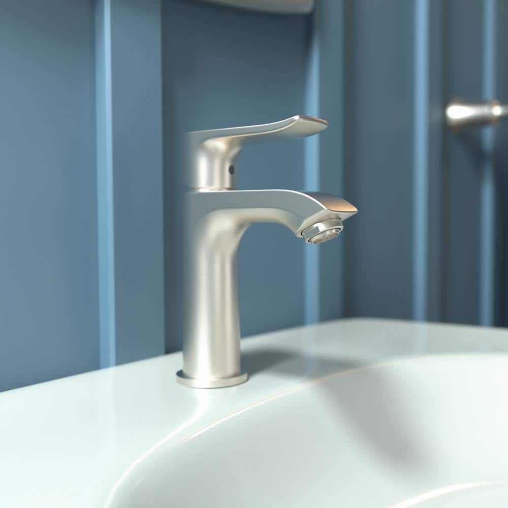 Brushed Nickel Modern Single Hole Bathroom Faucet