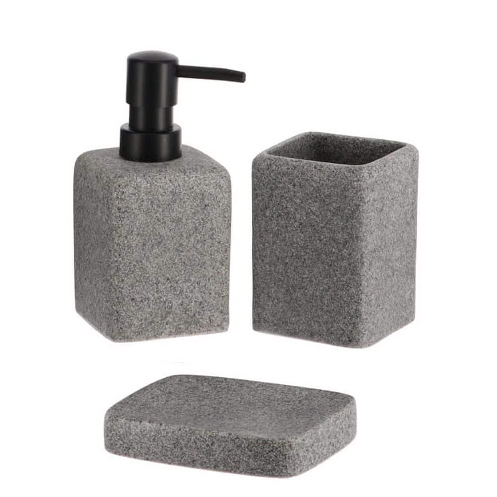 EVIDECO French home goods Granite 3-Pieces Bath Accessory Set with Soap ...