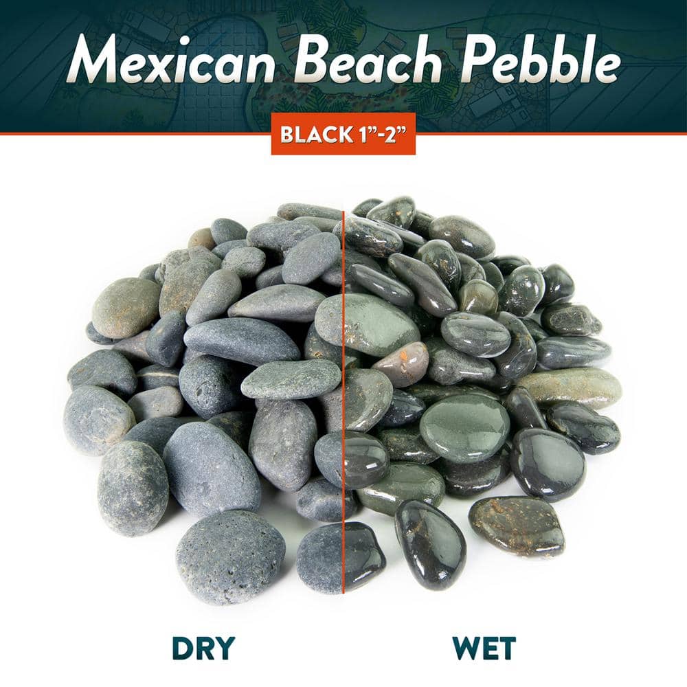 Medium Black Mexican Beach Pebbles for Garden and Pathways