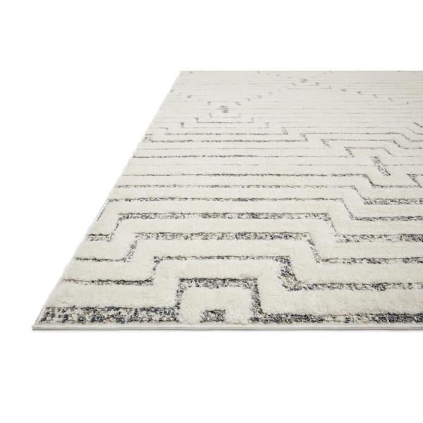 Hagen White/Sky 2 ft. 7 in. x 10 ft. 10 in. Contemporary Polypropylene Pile Runner Rug
