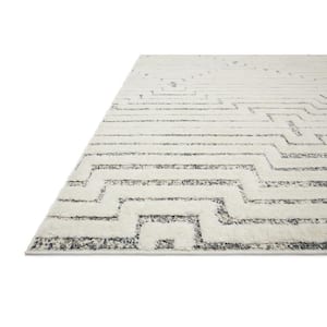 Hagen White/Sky 2 ft. 7 in. x 4 ft. Contemporary 100% Polypropylene Pile Area Rug