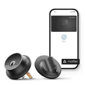 Lock Pro (Matter) Matte Black Smart Lock Single Cylinder Deadbolt w/Apple Home Key,Matter-Over-Thread and Keyless Access