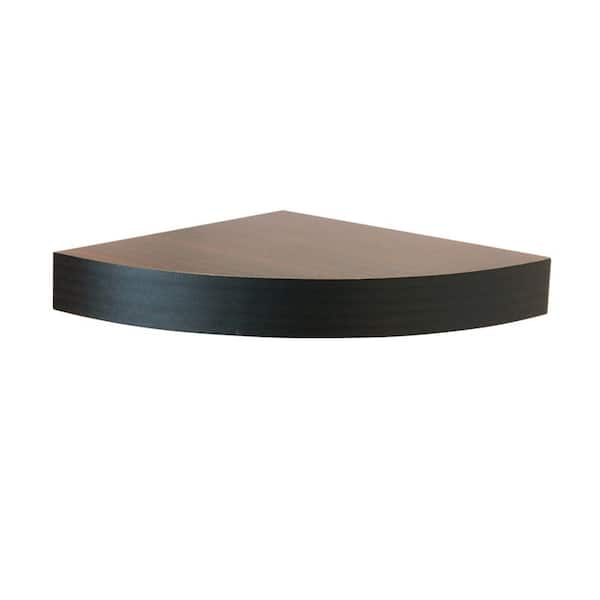 Home Decorators Collection 11.8 in. W x 11.8 in. D x 2 in. H Espresso MDF Floating Corner Shelf