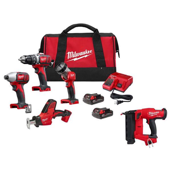 Milwaukee M18 18V Lithium-Ion Cordless Combo Kit w/M18 FUEL 18GA 