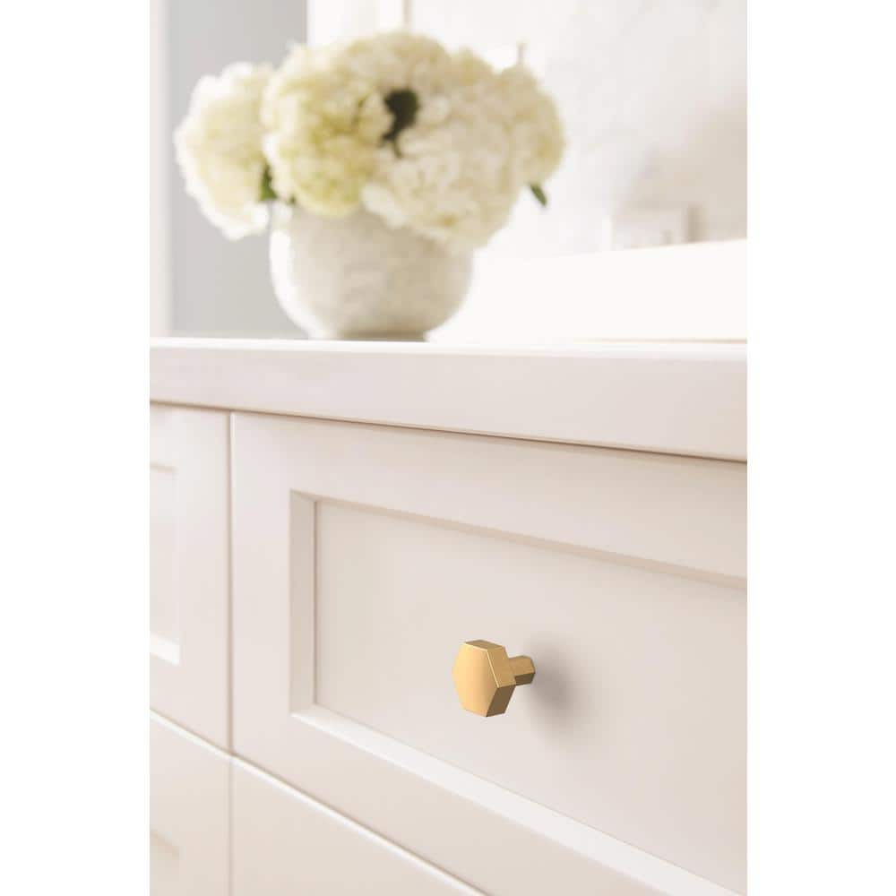 Champagne Bronze Geometric Cabinet Knob with Mounting Hardware