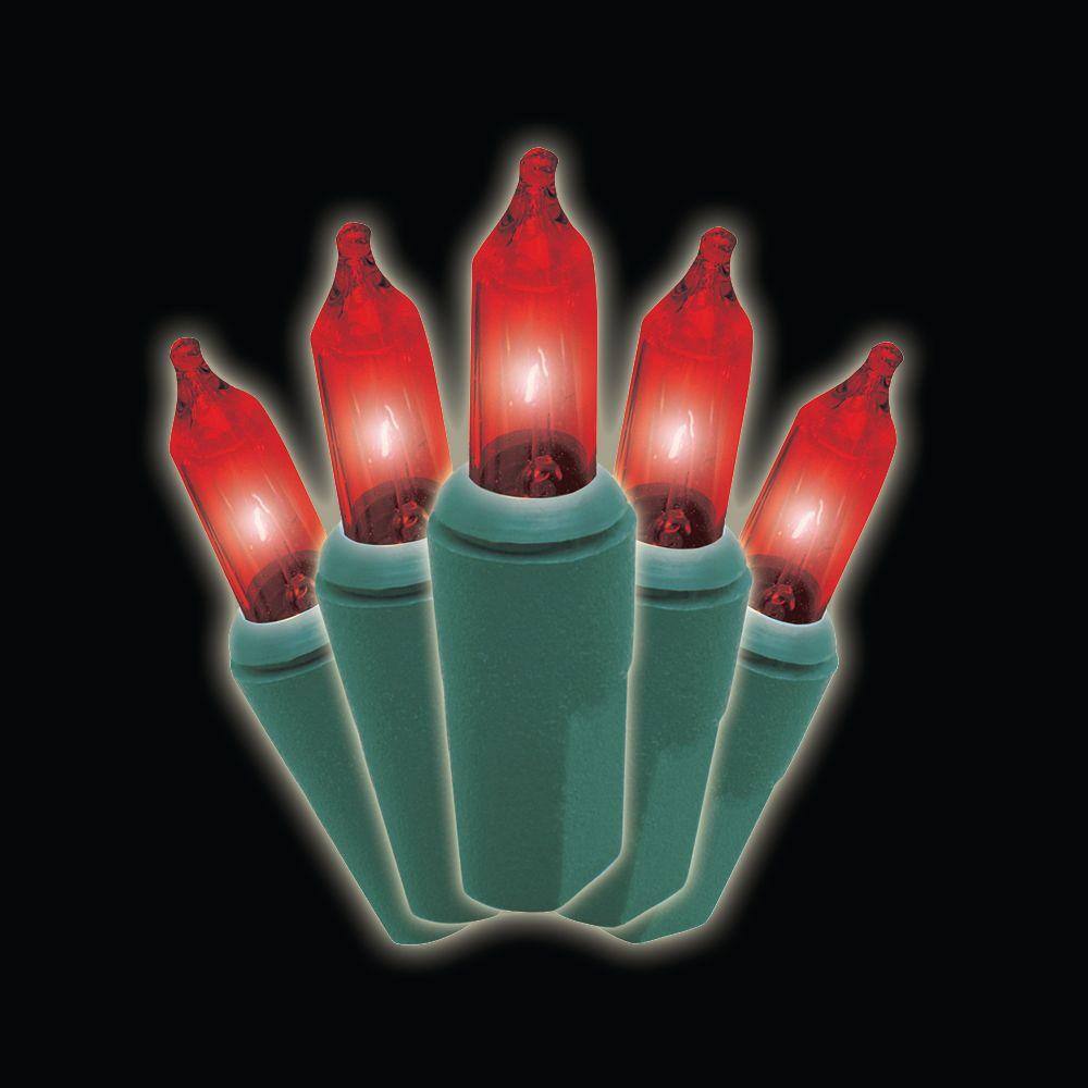 100Light Professional Series Red Mini Light Set with Green Wire (Set of 2) 3774220 The Home
