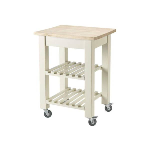 Home Decorators Collection Thomas Antique Ivory 24 in. W Kitchen Cart with Shelves
