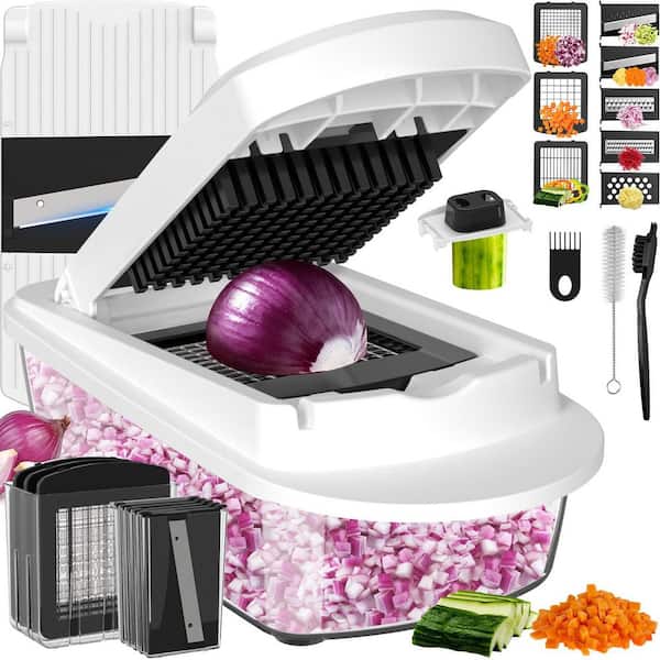 Premium Plastic & Stainless Steel 8-Blade Dishwasher Safe Multi Functional Vegetable Chopper Set of 1
