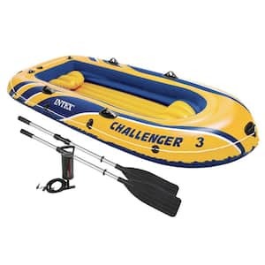 Intex Excursion 5 Inflatable Rafting and Fishing Boat with Oars Plus Motor  Mount 68325EP + 68624E - The Home Depot