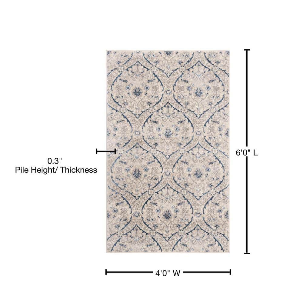 Elegant Gray Synthetic 4' x 6' Hand-Knotted Area Rug