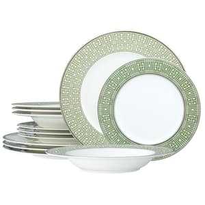 Infinity Green Platinum 5-Piece (Green) Bone China Place Setting, Service for 1