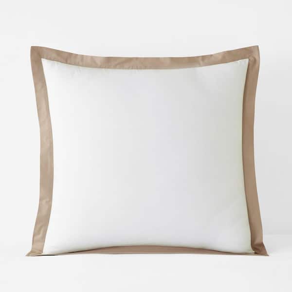 The Company Store Company Cotton Solid Border Trim Cocoa Cotton Percale Euro Sham