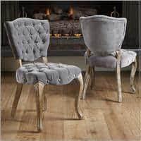 Bates Grey Fabric Tufted Dining Chairs (Set of 2)