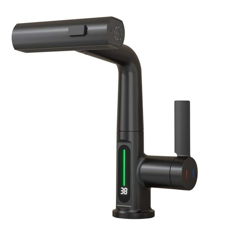 Single Handle Lift LED Temperature Digital Display Bathroom Faucet, Bathroo
