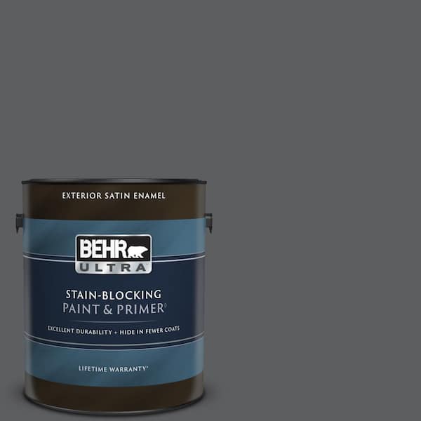 BEHR ULTRA 1 gal. #N500-6 Graphic Charcoal Satin Enamel Exterior Paint & Primer