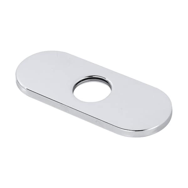 6.1 in. x 2.44 in. x 0.31 in. Stainless Steel 1-Hole or 3-Hole Sink Faucet Deckplate in Polished Chrome