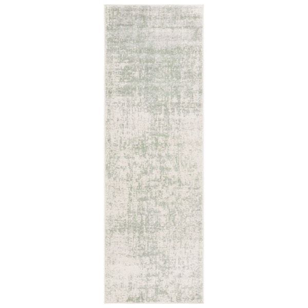 Adirondack 3 ft. x 6 ft. Sage/Ivory Abstract Runner Rug