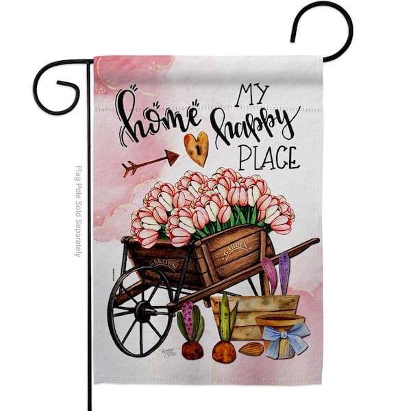 Breeze Decor 13 in. x 18.5 in. Tulips Happy Place Sweet Home Garden Flag 2-Sided Expression Decorative Vertical Flags