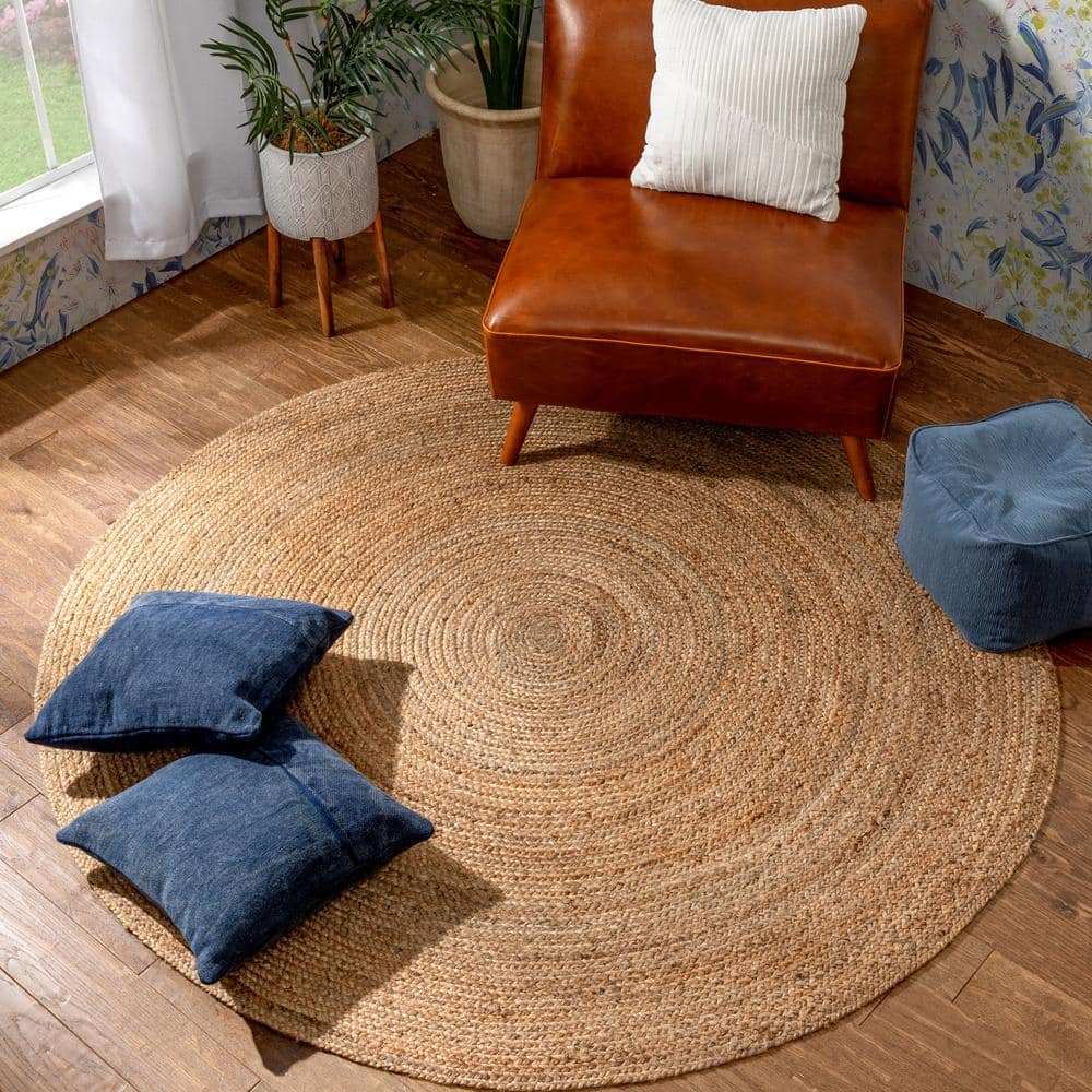 Brielle Natural Jute 4' Round Hand-Braided Rug