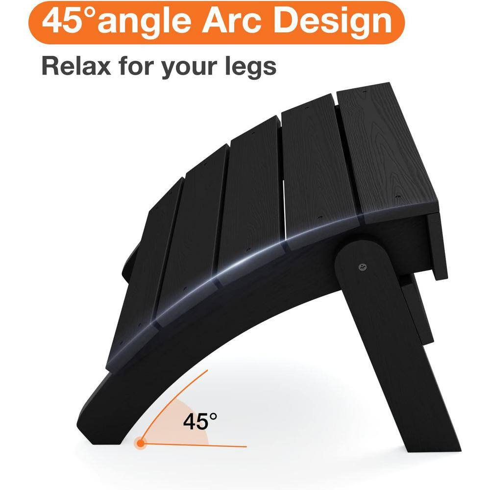 Black Plastic Folding Adirondack Outdoor Ottoman